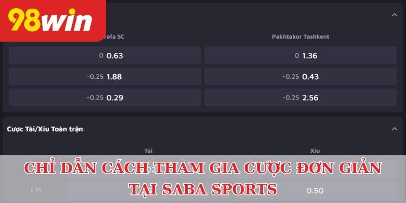 Chỉ dẫn cách tham gia cược đơn giản tại SABA Sports